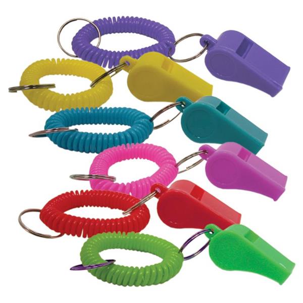 Photo 1 of Coil Plastic Whistle Keychains by Windy City Novelties 12pack 
