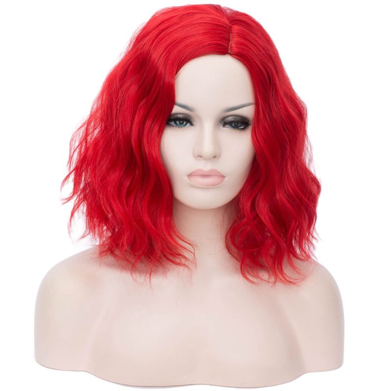 Photo 1 of BERON 14" Women Girls Short Curly Bob Wavy Wig Body Wave Halloween Cosplay Daily Party Wigs (Red)
