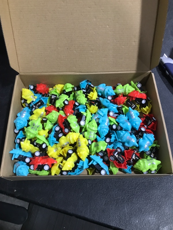 Photo 2 of 100 Pcs Mini Dinosaur Bulk Pull Back Cars Toy for Kid Toddler Under 5 Years Old Vehicle Playsets Assorted Colorful Pullback Vehicles Game Supplies Dino Birthday Party Favor
