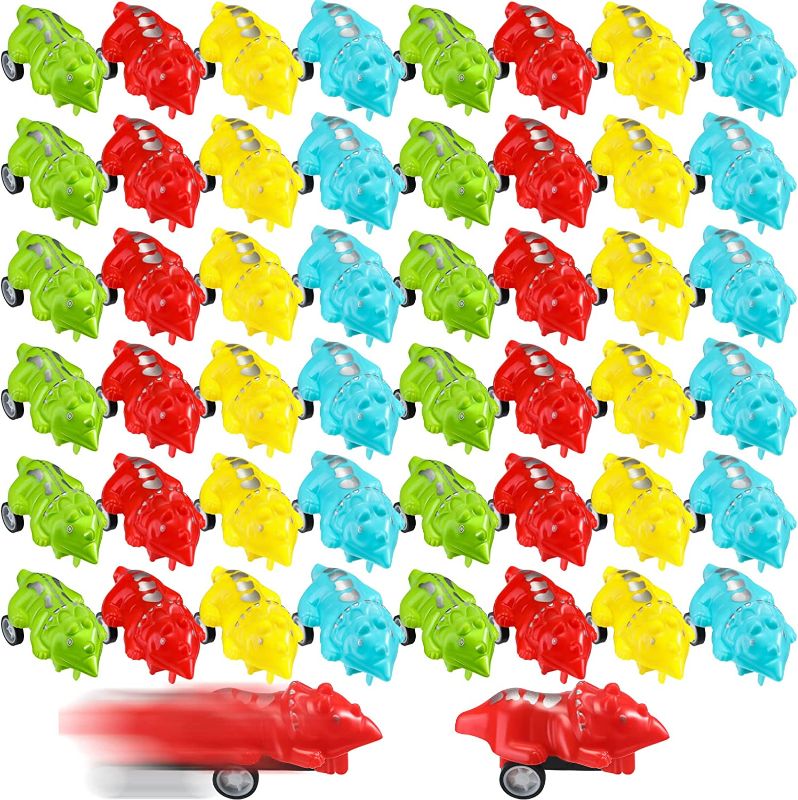Photo 1 of 100 Pcs Mini Dinosaur Bulk Pull Back Cars Toy for Kid Toddler Under 5 Years Old Vehicle Playsets Assorted Colorful Pullback Vehicles Game Supplies Dino Birthday Party Favor
