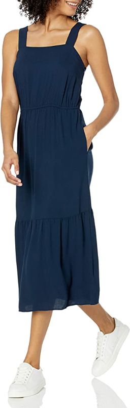 Photo 1 of Amazon Essentials Women's Fluid Twill Tiered Midi Summer Dress Sm