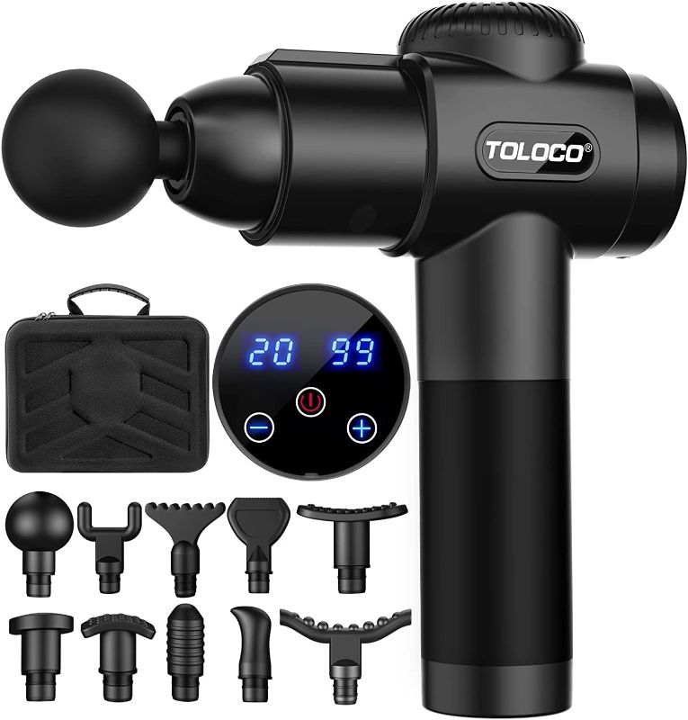 Photo 1 of TOLOCO Massage Gun, Upgrade Percussion Muscle Massage Gun for Athletes, Handheld Deep Tissue Massager, Black
