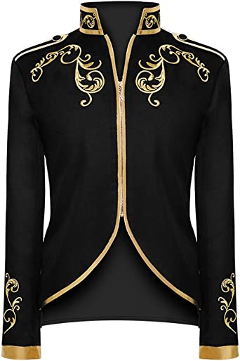 Photo 1 of Crubelon Men's Court Fashion Prince Uniform Gold Embroidered Jacket Suit Jacket XL