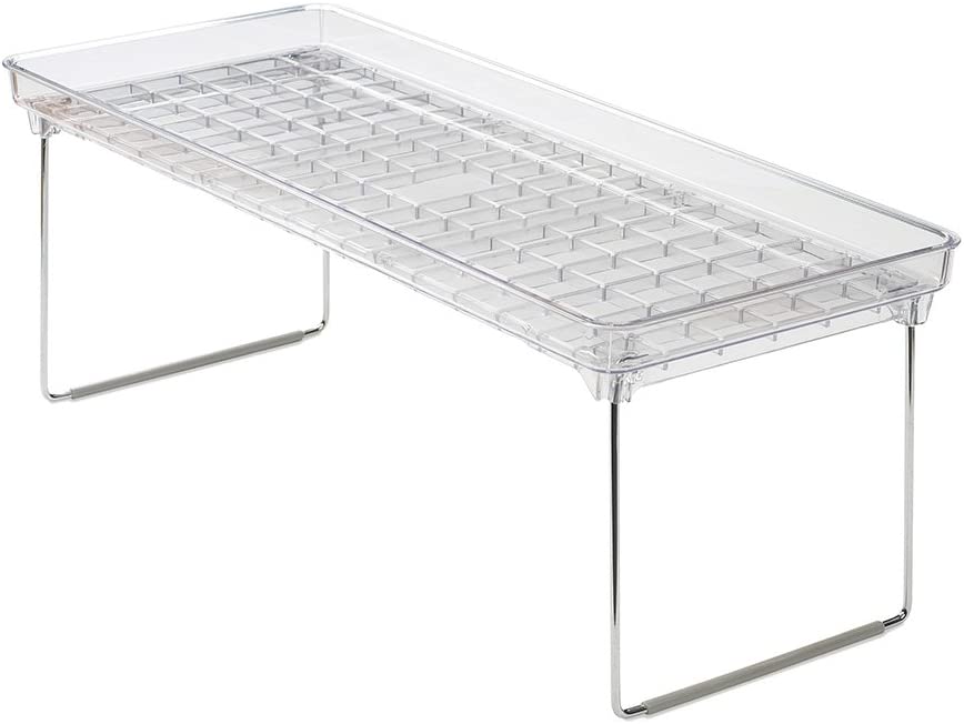 Photo 1 of 4pk Clear Stacking Shelf - Large | CABINET COLLECTION | Organizer for Cabinet or Counter | Collapsible Legs for Storage | Non-slip Rubber Feet | BPA Free