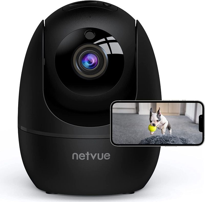 Photo 1 of Netvue Indoor Camera, 1080P FHD 2.4GHz WiFi Pet Camera, Home Camera for Pet/Baby, Dog Camera 2-Way Audio, Indoor Security Camera Night Vision, AI Human Detection, Cloud Storage/TF Card, White
