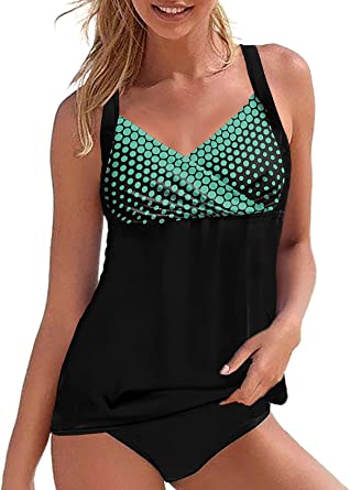 Photo 1 of Aleumdr Women's Solid Ruched Tankini Top Swimsuit with Triangle Briefs Size XL