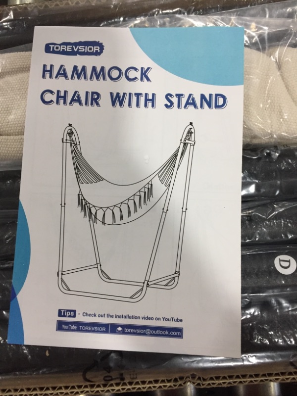 Photo 1 of  Hammock Chair Stand with Hanging Swing Chair Included,Weather Resistant and Saving Space Stand Max 450 Lbs, Quality Cotton Weave Wrap Whole Body,Suitable for Indoor, Outdoor,Patio?Yard