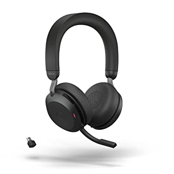 Photo 1 of Jabra Evolve2 75 PC Wireless Headset with 8-Microphone Technology - Dual Foam Stereo Headphones with Adjustable Advanced Active Noise Cancelling, USB-C Bluetooth Adapter and UC Compatibility - Black
