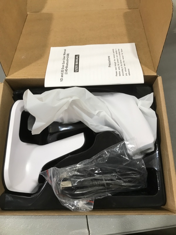 Photo 1 of Sumicor 2D Bluetooth Barcode Scanner with Stand, 3 in 1 Compatible with Bluetooth & 2.4GHz Wireless & Wired Connection, USB Image Cordless QR Code Scanner for Smart Phone Tablet PC
