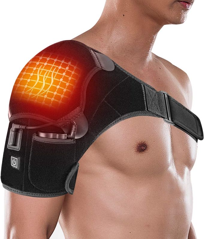 Photo 1 of Heated Shoulder Brace Wrap,Portable Electric Wireless 3 Heating Setting Infrared Pad Strap with Hot Cold Therapy for Rotator Cuff, Frozen Shoulder,Relax Muscle Pain Relief Shoulder Compression Sleeve (NOT EXACT AS STOCK)
