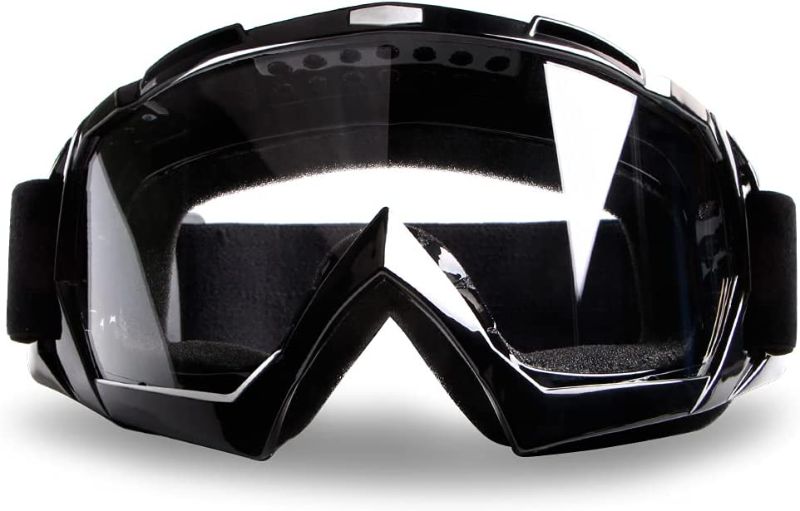 Photo 1 of 4-FQ Motorcycle Goggles Dirt Bike Goggles Motocross Goggles Windproof ATV Goggles Dustproof Racing GogglesScratch Resistant Ski Goggles Protective Safety Glasses PU Resin (Black frame+Clear lens)
