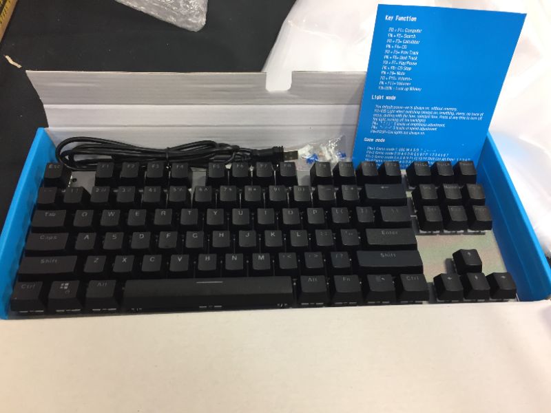 Photo 1 of LeadsaiL Gaming Keyboard Compact Tenkeyless Mechanical Keyboard,RGB Rainbow LED Backlit Floating Keyboard with Blue Switch, 87 Keys Anti-ghosting, Ergonomic, Water Resistant for Windows PC/Mac Gaming