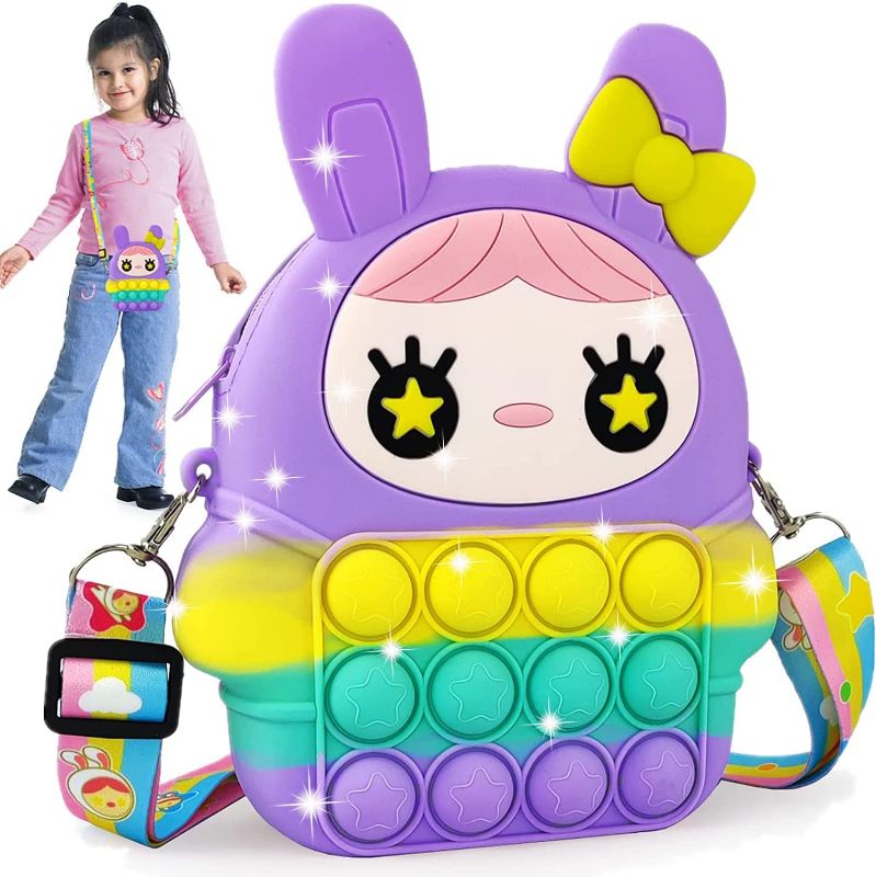 Photo 1 of Big Pop Purse for Girls Fidget Toy,? Cute Bunny Shoulder Pop Bag for Girls Fidget Purse Large Pop Crossbag Fidget Bags for ADHD Anxiety Stress Relief Sensory Crossbody Handbag 6.29 x 1.96 x 8.07 inches

