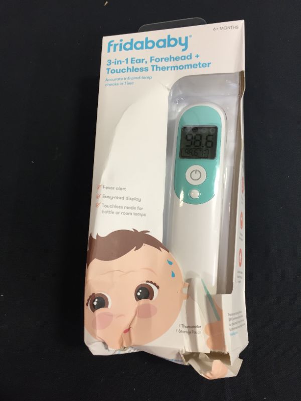 Photo 2 of Infrared Thermometer 3-in-1 Ear, Forehead + Touchless for Babies, Toddlers, Adults, and Bottle Temperatures by Frida Baby ( PACKAGE DAMAGE)
