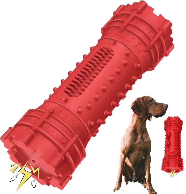 Photo 1 of Indestructible Dog Toys for Aggressive Chewers Medium/Large Breed, 13oz Durable Natural Rubber Squeaky Dog Chew Toys for Big Pet Dog Teeth Cleaning/Funny Tough Chews

