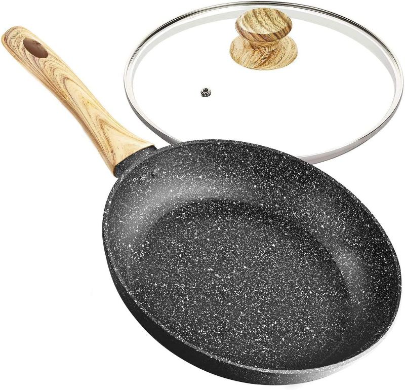 Photo 1 of 8 Inch Frying Pan with Lid, Small Frying Pan with Bakelite Handle, 8 Inch Frying Pan Nonstick with Stone-Derived Coating, Small Nonstick Frying Pan with Lid -8 Inch
