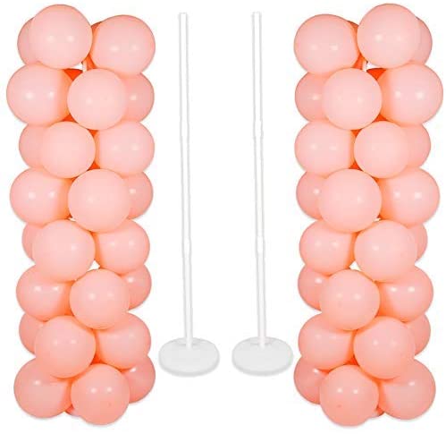 Photo 1 of 2 Sets Thicken Adjustable Balloon Column Stand Kit Base and Pole Balloon Tower Decorations for Baby Shower Graduation Birthday Wedding Party
