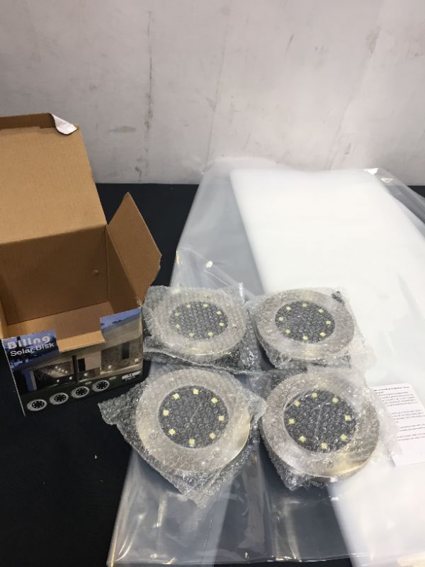 Photo 1 of Biling Solar Lights Outdoor, Solar Disk Lights (8 LEDs /4 Pack) Waterproof Solar Garden Lights Outdoor for Patio Pathway Ground Lawn Yard Driveway Walkway - White
