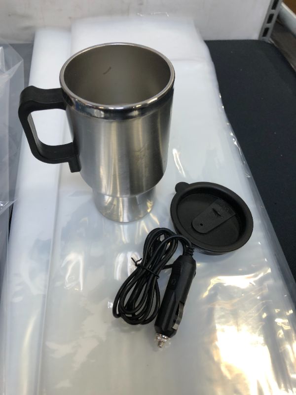 Photo 2 of 12V Car Heating Cup Car Heated Mug, 450ml Stainless Steel Travel Electric Coffee Cup 14oz. Insulated Heated Thermos Mug
