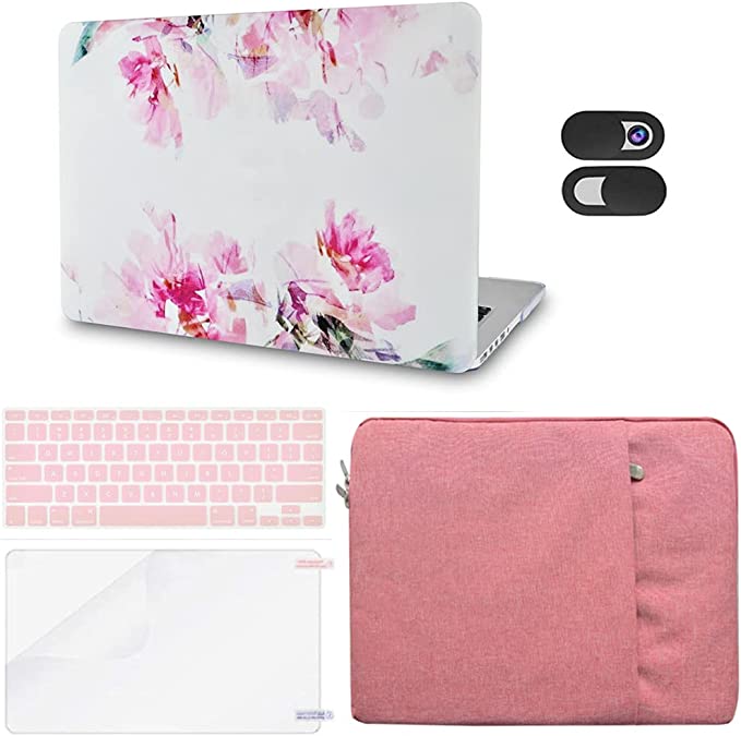 Photo 1 of LASSDOO Compatible with MacBook Pro 13 inch Case 2022-2016, M2 A2338 M1 A2289 A2251 Touch Bar Plastic Hard Shell+Sleeve+Webcam Cover+Keyboard Cover+SP(Flower 22)
