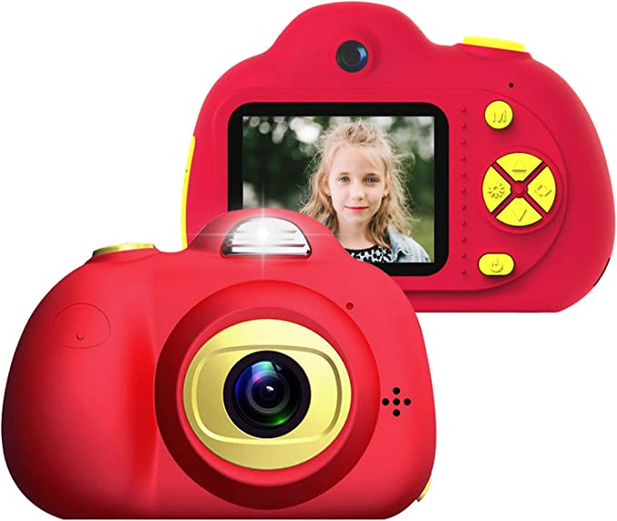 Photo 1 of Arumei Child Camera, 1080P HD Selfie Digital Mini Children Cameras Toy with 2 Inches IPS Screen and 32GB SD Card for 3-10-Year-Old, Red
