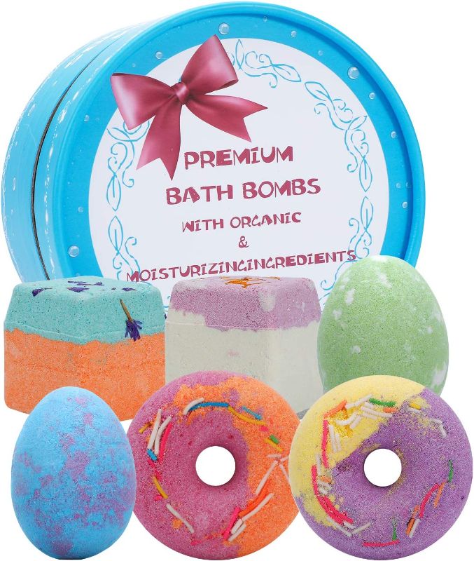 Photo 1 of 6Pcs Bath Bomb Gift Set for Women and Kids, Andmax Multi-Colored Handmade Natural Essential Oil and Organic Bubble Bathbomb, Different Scents Fizzy Spa to Moisturize Dry Skin
