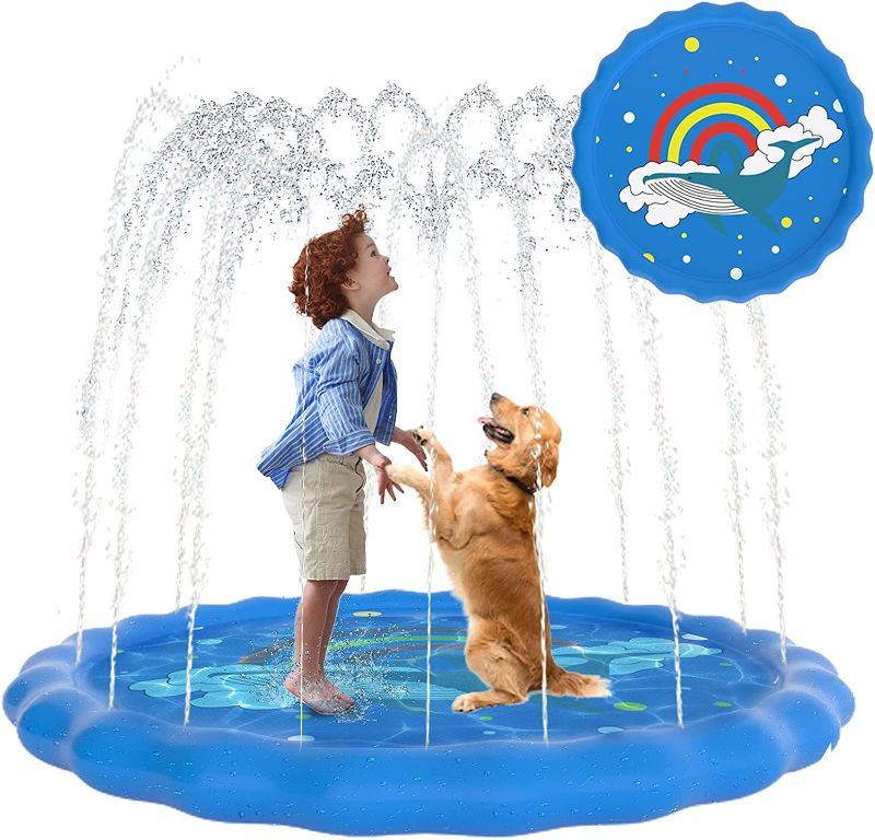 Photo 1 of BOTINDO Splash Pad, 68" Sprinkler for Kids Outdoor Water Toys Inflatable Sprinkler Mat Gifts for Boys Girls Children Outside Backyard Dog Sprinkler Pool
