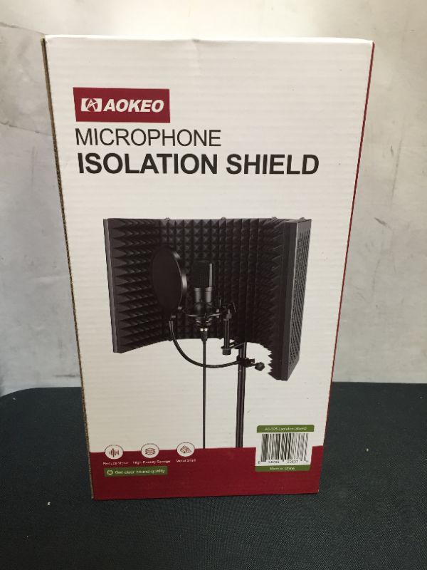 Photo 2 of Aokeo Studio Recording Microphone Isolation Shield, Pop Filter. High density absorbent foam is used to filter vocal. Suitable for blue yeti and any condenser microphone recording equipment (AO-505)

