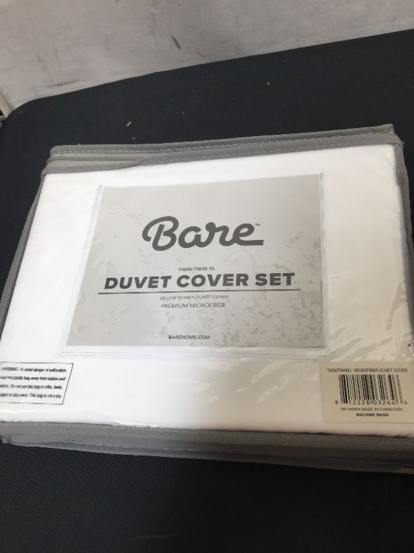 Photo 2 of Bare Home Luxury Duvet Cover and Sham Set, Ultra-Soft Microfiber, Twin/Twin XL, White, 2-Pieces
