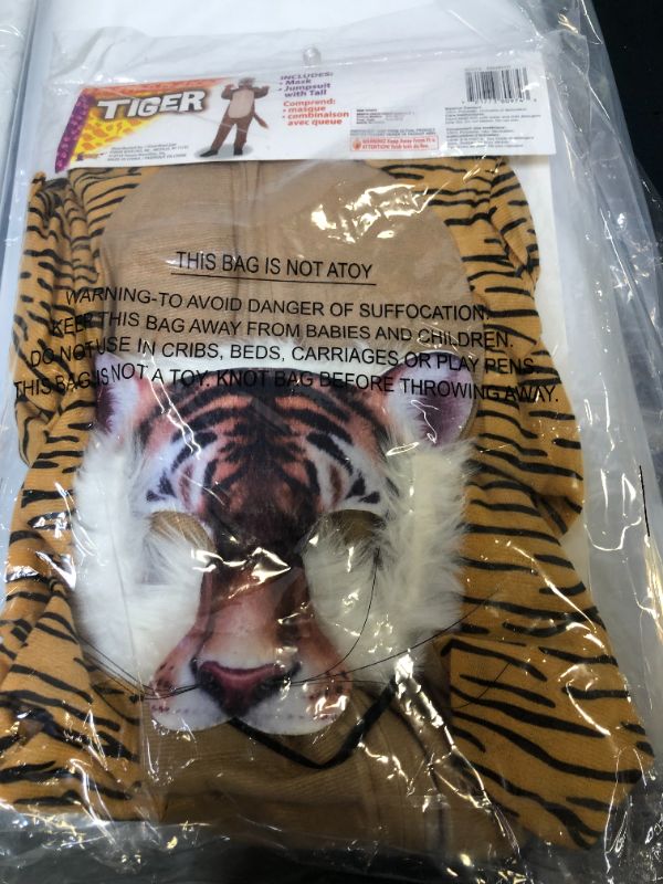 Photo 2 of Kid S Tiger Halloween Costume Jumpsuit and Mask KIDS SIZE MEDIUM
