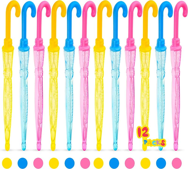 Photo 1 of Bloranda 12 Pack 15'' Bubble Wands Bulk - Large Bubble Wand | Umbrella Big Bubble Wand 3 Colors Bubble Wand Party Favors Summer Toys Outdoor Play Toys Birthday Party
