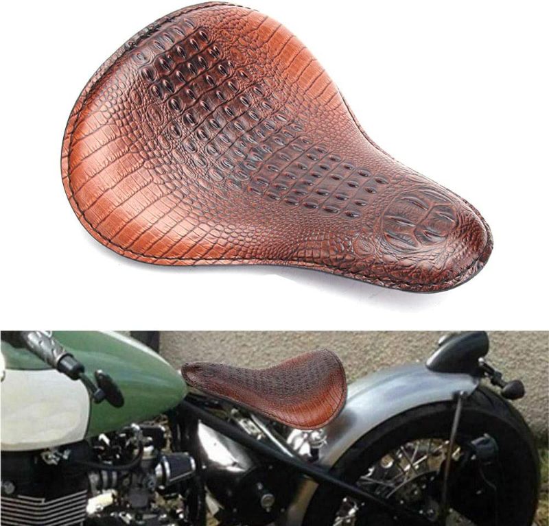 Photo 1 of 13" Brown Crocodile Motorcycle Leather Driver Seat Cushion for Harley Davidson Sportster Chopper Bobber (Brown-Crocodile)
