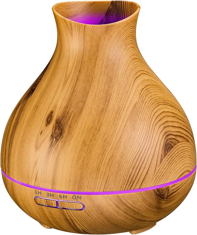 Photo 1 of Aromatherapy Essential Oil Diffuser 550ml 12 Hours Wood Grain Aroma Diffuser with Timer Cool Mist Humidifier for Large Room, Home, Baby Bedroom, Waterless Auto Shut-Off, 7 Colors Lights Changing
