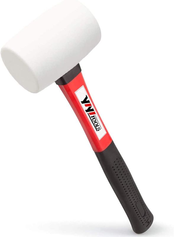 Photo 1 of YIYITOOLS Rubber Hammer, 16oz rubber mallet With fiberglass Handle,white

