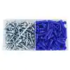 Photo 2 of #10-12 x 1-1/4 in. Blue Ribbed Plastic Anchor Kit with Screws (201-Pieces)
OPEN BOX.