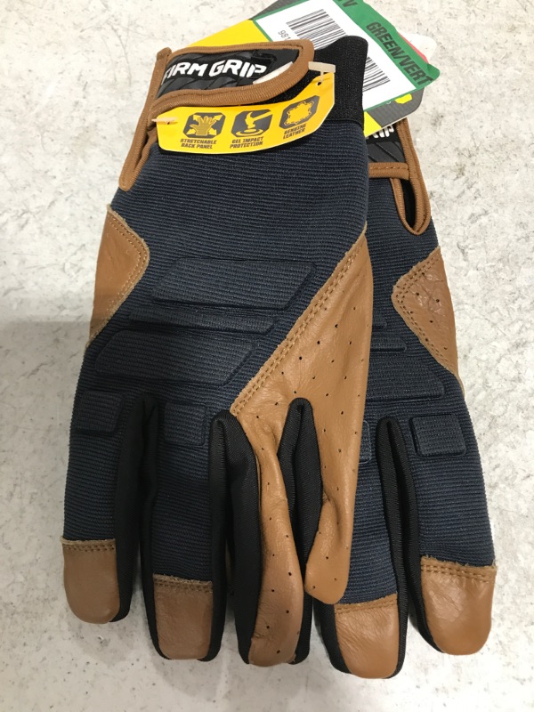 Photo 2 of Firm Grip Gel Pro Hybrid Large Glove (1-Pair), Brown
