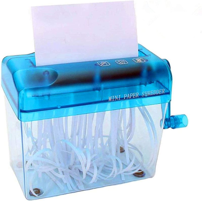 Photo 1 of Mini Hand Shredder SENREAL Portable Paper Shredder A6 Manual Shredder Documents Paper Cutting Tool Home Office Desktop Stationery-Blue
