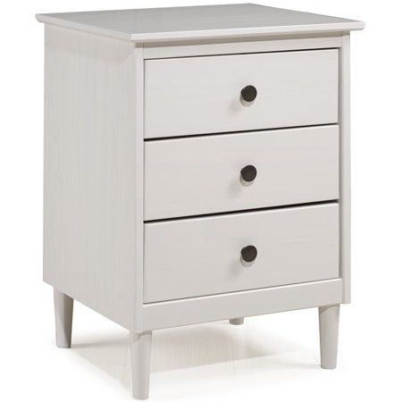 Photo 1 of 3 Drawer Solid Wood Nightstand in White
