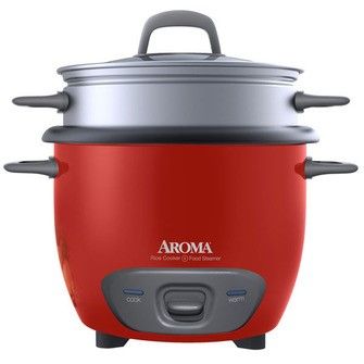 Photo 1 of Aroma 14 Cup Non-Stick Programmable Pot Style Red Rice Cooker 4 Piece
