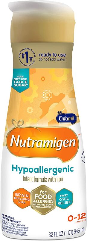 Photo 1 of Enfamil Nutramigen Infant Formula, Hypoallergenic and Lactose Free Formula, Fast Relief from Severe Crying and Colic, DHA for Brain Support, Ready to Use Bottle, 32 Fl Oz
exp june 1 2023