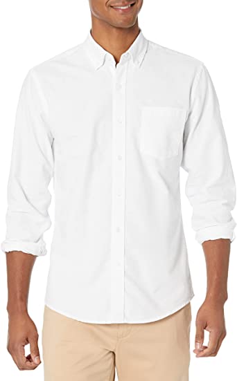 Photo 1 of Amazon Essentials Men's Slim-fit Long-Sleeve Solid Pocket Oxford Shirt
