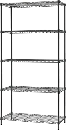 Photo 1 of  Wire Shelving Unit Metal Shelf with 5 Tier Adjustable Layer Rack Commercial Strong Steel for Restaurant Garage Pantry Kitchen Garage?BLACK