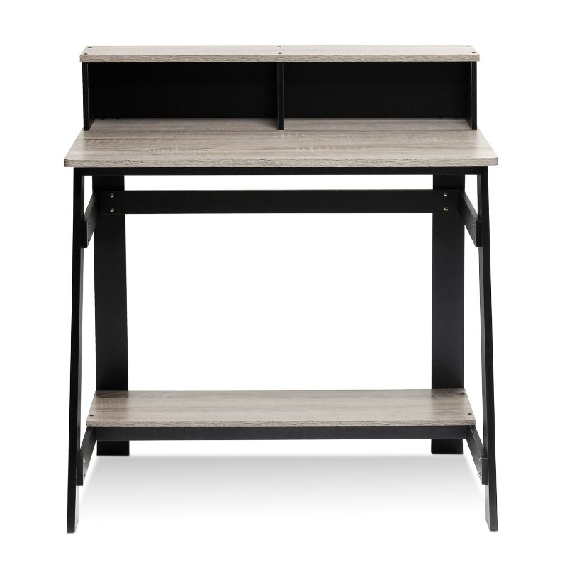 Photo 1 of Simplistic a Frame Computer Desk, Black-French & Oak Grey - 35.5 X 31.6 X 17.9 in.
