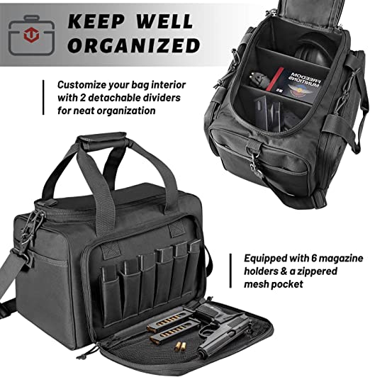 Photo 1 of WINCENT Tactical Gun Range Bag for Handguns and Ammo, Shooting Duffle Range Pistol Bag with Magazine Slots Multiple Compartments
