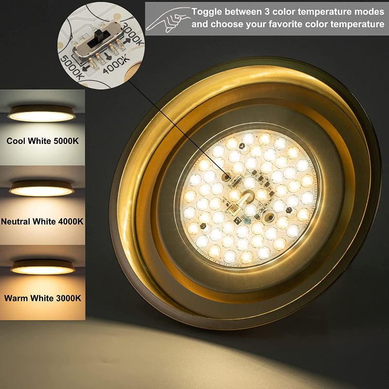 Photo 2 of COTULIN 12 Inch LED Gold Flush Mount Ceiling Light,Low Profile Ceiling Lighting Fixture,20W Round Ceiling Lamp for Bedroom Living Room Kitchen Hallway,3 Color Temperatures Adjustable 3000K/4000K/5000K
