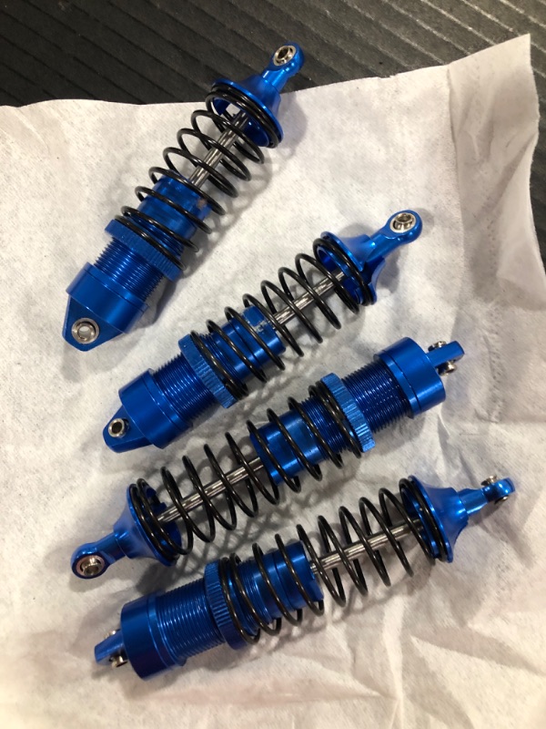 Photo 2 of 4PCS Aluminum Front Rear Shock Absorber Assembled for 1/10 Traxxas Slash 4x4 4WD Upgrade Parts Replace 5862 (Navy Blue)
