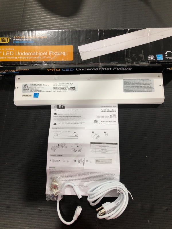Photo 1 of LED Under Cabinet Lighting by NSL - Dimmable Hardwired or Plugged-in installation - 3 Color Temperature Slide Switch - Warm White (2700K), Soft White (3000K), Cool White (4000K) - 18 Inch White Finish
