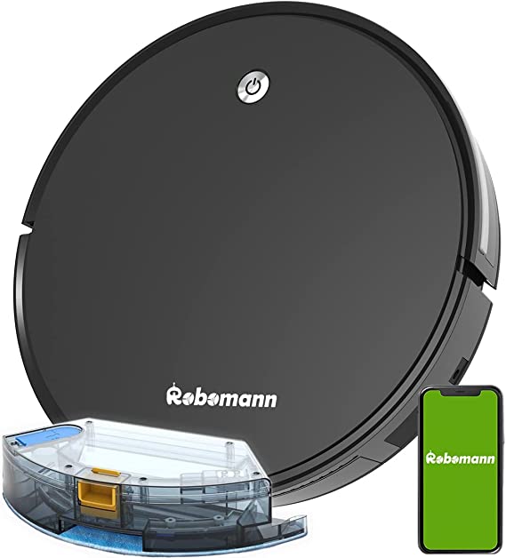 Photo 1 of Robot Vacuum and Mop Cleaner, Robomann X9 Adopt Upgraded GYRO Navigation Technology, App Control, Scheduled, 600ML Dustbox, 400ML Watertank, 120 Mins Runtime, Compatible with Alexa
