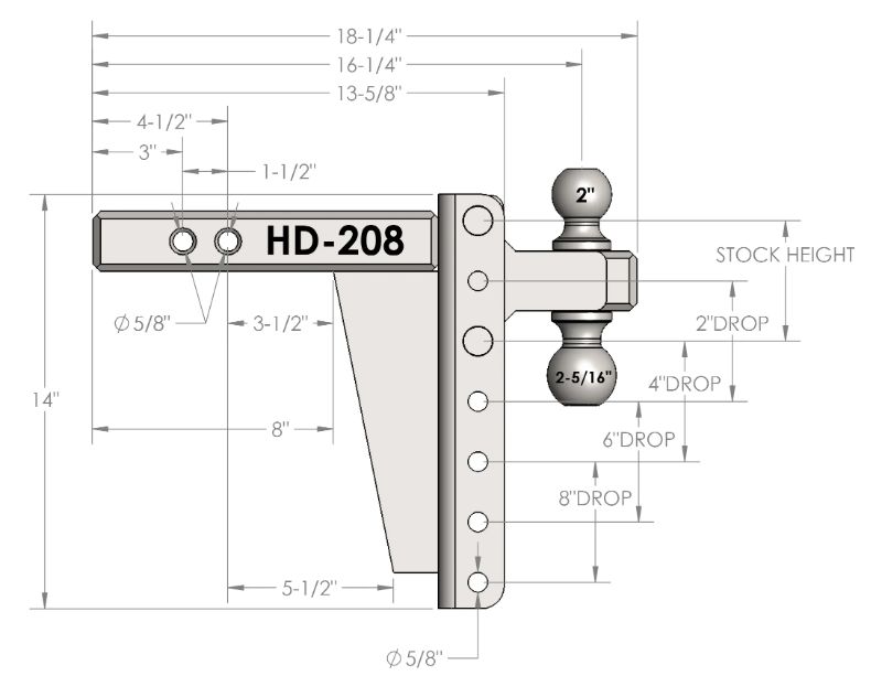 Photo 2 of 2.0" HEAVY DUTY 8" DROP/RISE HITCH
