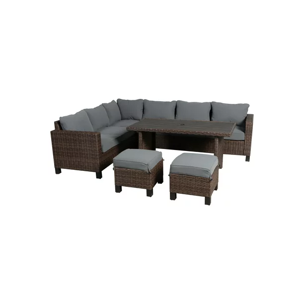 Photo 1 of BOX 1 OF 4!!! Better Homes & Gardens Brookbury 5-Piece Outdoor Furniture Wicker Patio Sectional Dining Set, Grey
